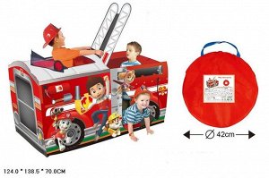 216409--Палатка детская игровая Пожарная машина , 124*138,5*70 см, в сумке