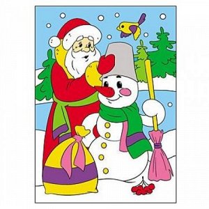 153355--Раскраска блестками Дед Мороз и Снеговик, А4