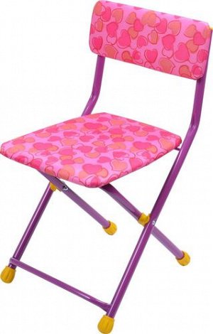 Стул детский складной мягк. моющ. сиденье "Сердечки" розовый Высота 32 см