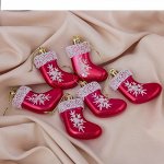 Украшение елочное &quot;Рождественский носок&quot;  снежинки , 6 шт, 4,5*5,7 см.