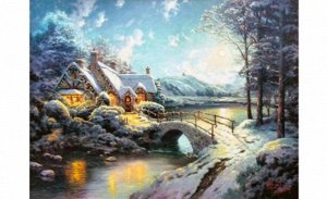 Холст с красками по номерам "Красивый зимний пейзаж" 40*50 см. кор.