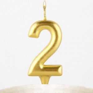 Свеча-цифра в торт «2», золото
