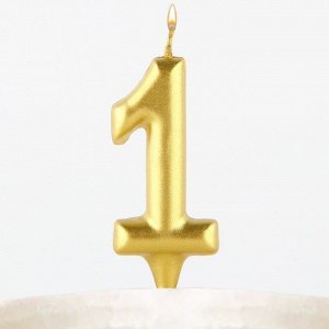 Свеча-цифра в торт «1», золото