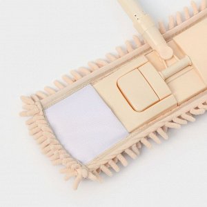 Швабра для мытья пола плоская Доляна, насадка букля 42x12 см, металлическая ручка 124 см