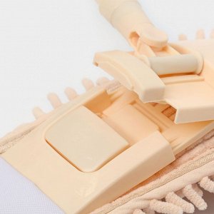 Швабра для мытья пола плоская Доляна, насадка букля 42x12 см, металлическая ручка 124 см