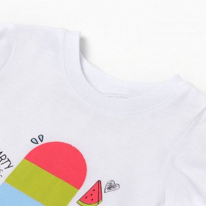 Комплект для девочки (футболка/шорты) "Цветное эскимо", цвет бирюзовый, рост 98-104