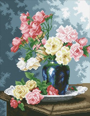 Набор (алмазная мозаика) Ваза с садовыми розами