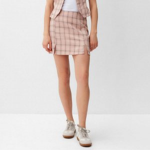 Юбка женская мини, MINAKU: Casual Collection цвет клетка розовая