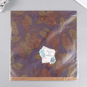 Бумага для скрапбукинга крафт «Какао на синем», плотность 180 г, 30.5x32 см