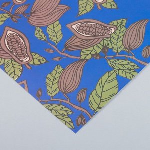 Бумага для скрапбукинга «Какао на синем», плотность 180 г, 30.5x32 см
