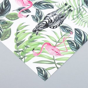 Бумага для скрапбукинга «Фламинго и зебры», плотность 180 г, 30.5x32 см