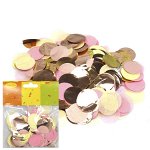 Конфетти бумага/фольга Круги золото/розовый/шампань 2,5 см 14 гр