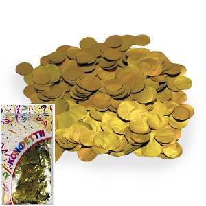 Конфетти 300 гр 2 см фольгированное Круги золото