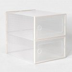 Коробка для хранения обуви с дверцей Доляна Middle size, 24*33*14 см, 2 шт