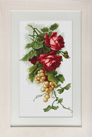 Наборы для вышивания LUCA-S арт. B2229 Красные розы с виноградом 20х33 см