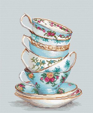 Наборы для вышивания LUCA-S арт. B2325 Бирюзовые чайные чашки 17,5х23,5 см