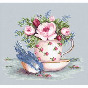 Наборы для вышивания LUCA-S арт. B2324 Птичка и чашка чая 27,5х23,5 см