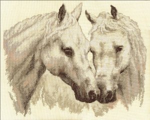 Набор для вышивания PANNA арт. Ж-1066 Пара белых лошадей 43,5х36,5 см