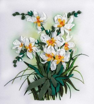 Набор для вышивания PANNA 'Живая картина' арт. ЖК-2048 Белые орхидеи 25х25 см