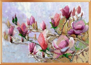 Набор для вышивания ВЫШИВАЛЬНАЯ МОЗАИКА арт. 0090ЦВ Акварельные цветы Магнолиевый рай 20х27,5 см