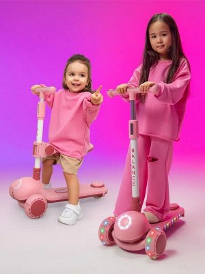 Самокат (кикборд) трехколесный Amarobaby Balance, розовый