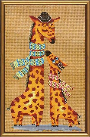 Наборы для вышивания бисером НОВА СЛОБОДА арт.ННД4024 Жирафики 19х30 см