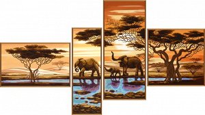 Рисунок на ткани бисер НОВА СЛОБОДА арт.В46512 Африканские слоны 4 части: 26х26, 13х40, 32х20, 19х46 см