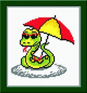 Набор для вышивания ОВЕН арт. 439 Змея с зонтом 12х12 см