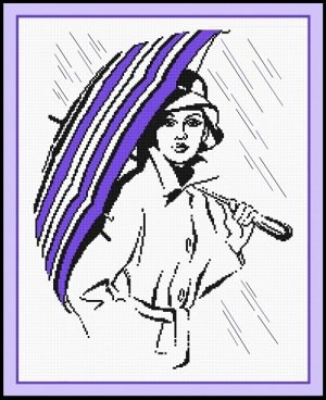 Набор для вышивания ОВЕН арт. 516 Девушка под зонтиком 23х30 см