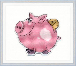 Набор для вышивания ОВЕН арт. 1086 Свинка-копилка 9х8 см
