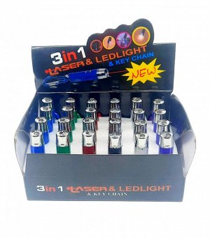 -20% Фонарик-брелок с лазером и карабином, указка, 7,2x1,4 см