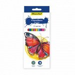 Карандаши 12 цветов SILWERHOF Бабочки 2,8мм картонная коробка 134196-12 /240