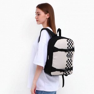 Рюкзак школьный текстильный с креплением для скейта Skate more, 38x29x11 см, чёрный, отдел на молнии