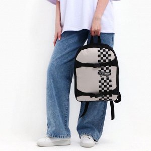 Рюкзак школьный текстильный с креплением для скейта Skate more, 38x29x11 см, чёрный, отдел на молнии