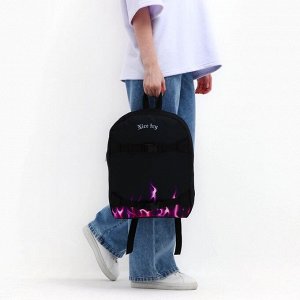 Рюкзак текстильный с креплением для скейта "Nice try", 38х29х11 см, 38 х try", 38х29х11 см черный, отдел на молнии, цвет красный