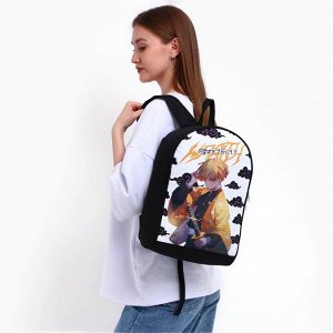 Рюкзак текстильный Аниме, 38х14х27 см, цвет чёрный, белый