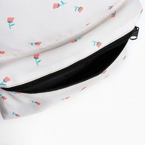 Рюкзак текстильный "Цветы", 42х14х28 см, цвет белый