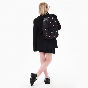 Рюкзак школьный текстильный «Коты», 42x14x28 см, чёрный