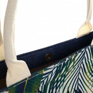 Сумка женская пляжная Тропики, 41,5х34х12 см, зелёный цвет