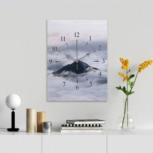Часы-картина настенные "Горы в облаках", плавный ход, 30 х 40 см