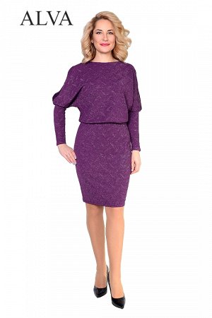 Платье Облегающие платье Люкс 8460-5 ультра модного фиолетового цвета, выполнено из трикотажа с люрексом. В этом платье вы будите блистать в самом прямом смысле этого слова. Всегда и везде, вне зависи