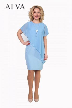 Платье Нарядное голубое платье Дели 8400-6 выполнено из качественной ткани плательный стрейч-креп и шифон(украшение в комплекте не идет).Идеально подчеркнет все достоинства вашей фигуры.Длина платья о