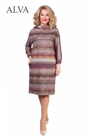 Платье Платье Сахара 8470 в ультрамодном цвете с горловиной хомут, что придает платью особый уют в холодную зиму,  выполнено из трикотажной ткани  с люрексовой ниткой .  Длина платья 98-103 см .