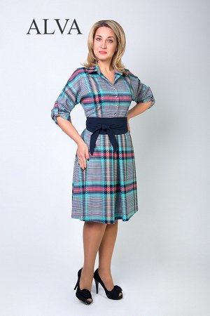 Платье Нежное платье Олеся 8271-1 выполнено из качественной ткани турецкая шлифованная стрейч шерсть, кушак в комплекте, длина платье около 102-109 см.