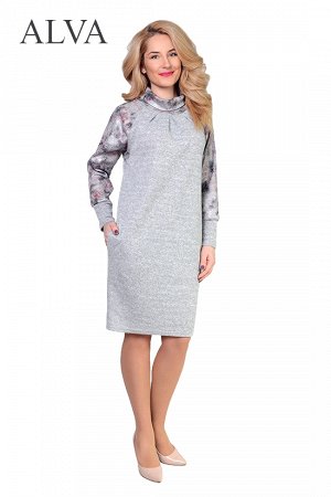 Платье Теплое платье Ментос 8469-3 выполнено из трикотажной ткани  "ангора-меланж, полуприлегающего силуэта, длинные рукава и высокое горло создаст красивый силуэт и надежно укроет от холода. Небольши