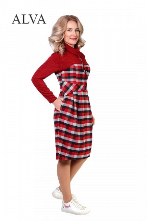 Платье Платье Рейчел 8450-3 прилегающего  силуэта в клетку, выполнено из ткани турецкая шерсть и стрейч-ангора. Удачная длина создает красивый силуэт, вытягивает его, стройнит. По бокам - небольшие ка