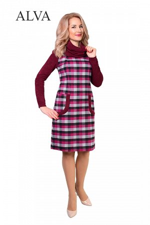 Платье Теплое платье Жанетт 8456-1,выполнено из ткани турецкая шерсть и стрейч-ангора.  Платье  подойдет как для офиса так и для повседневной носки.В комплекте идет хомут из стрейч-ангоры. Длина плать