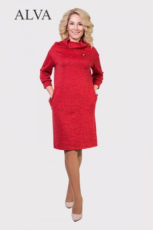 Платье Теплое Платье Синтия 8395-3 с горловиной хомут, который придает платью особый уют в холодную зиму,  выполнено из трикотажной ткани  "ангора-меланж" и украшено нашивкой.  Длина платья 98-103 см 