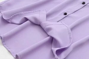 Летняя легкая рубашка с вышивкой, на пуговицах, фиолетовый