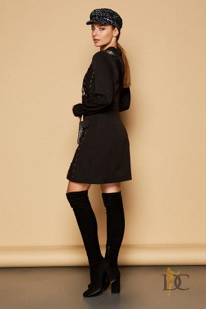 Платье-пиджак с крупной шнуровкой Чёрный